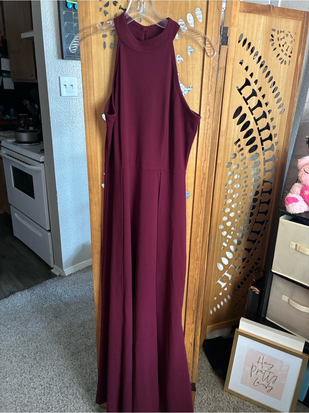 Sleeveless High-Neck Maxi Dress in Burgundy